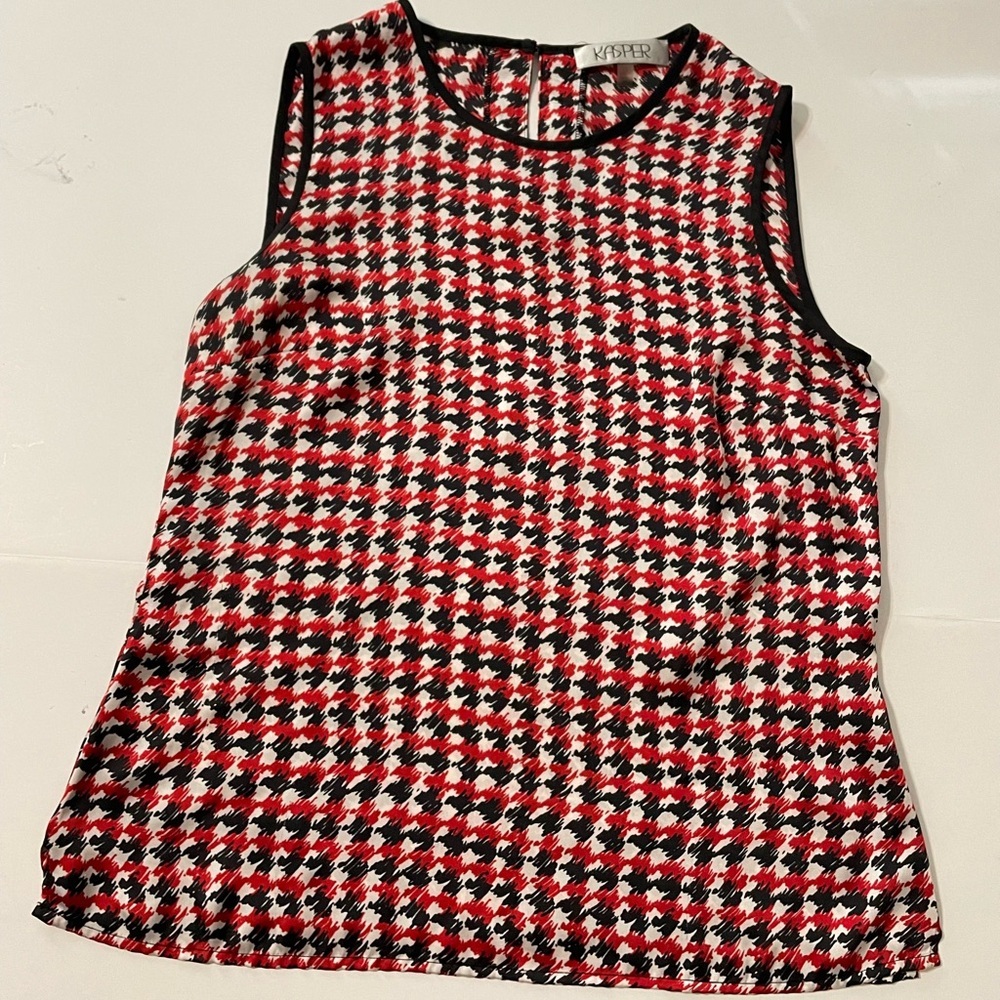 KASPER TANK TOP Satin SIZE XS Red White Black